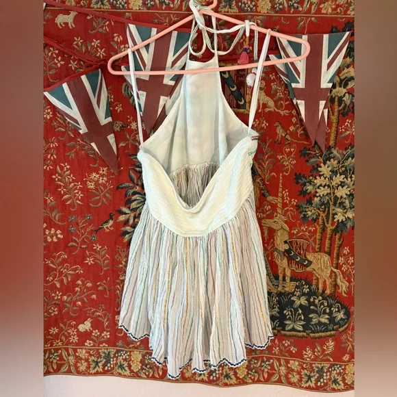 Embroidered Halter Top High Neck Vacation Summer - Picture 3 of 4